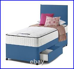 Single Plush Divan Bed Set 3FT Drawer Option With Mattress for Children & Adults