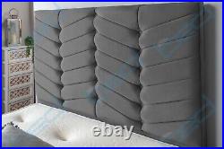 Sleigh Bed Frame Velvet Upholstered, Memory Foam Mattress & Designer Headboard