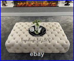 Square Coffee Table Chesterfield Upholstered Footstool Pouffe Foot Stool Seat