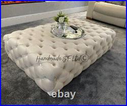 Square Coffee Table Chesterfield Upholstered Footstool Pouffe Foot Stool Seat