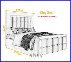 Storage Fabric Bed Frame Ottoman Gas Lift Double Or King Size With Led