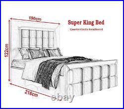 Storage Fabric Bed Frame Ottoman Gas Lift Double Or King Size With Led