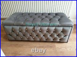 Storage Ottoman Box Stylish New Large Grey Plush/Soft Velvet Fully Upholstered