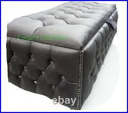 Storage Ottoman Box Stylish New Large Grey Plush/Soft Velvet Fully Upholstered