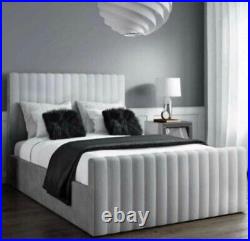 Stylish Line Style Upholstered Bed Frame In Plush Velvet Fabric in All Colours