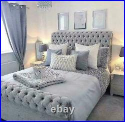 Stylish Sleigh Castello Chesterfield Upholstered Designer PLUSH Velvet Bed Frame