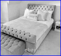 Stylish Sleigh Castello Chesterfield Upholstered Designer PLUSH Velvet Bed Frame