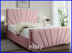 Stylish Sunshine design Upholstered Plush Velvet Bed Frame with storage option