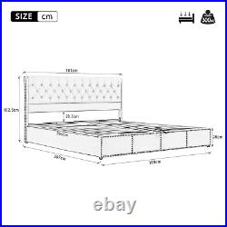 Super King Bed Frame with Storage Ottoman Bed Plush Velvet Upholstered Bed Grey