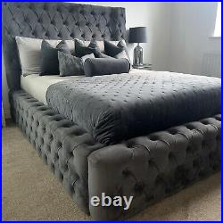 The Luxury Bed Company Charcoal Grey Velvet Bed