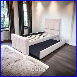 Timber Plush Velvet Upholstered Single Underbed Sofa Cum Guest Daybed with Trundle