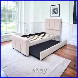 Timber Plush Velvet Upholstered Single Underbed Sofa Cum Guest Daybed with Trundle