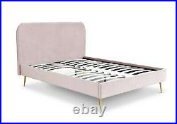 Time4Sleep Plush Velvet Pink Upholstered Elona Bed & Memory Foam Mattress
