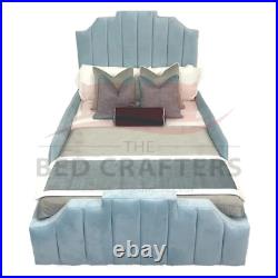 Toddler Bed Frame Kids Wooden Handmade Plush Velvet Upholstered All Sizes&Colors