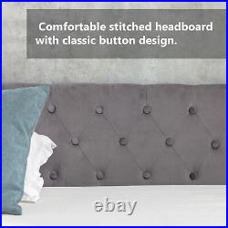 Upholstered Bed Double Ottoman Bed Frame 4FT6 Grey Velvet Plush Fabric