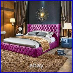 Upholstered Bed Frame 6ft Super King Chesterfield Luxury Winged Velvet RRP £1489