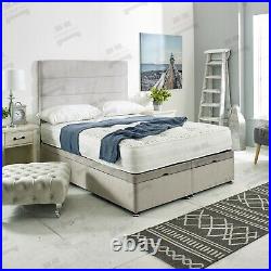 Upholstered Bed Ottoman Lift Up Storage Divan Bed Base with Horizontal Headboard