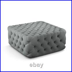 Upholstered Chesterfield Footstool Pouffe Plush Velvet Foot Stool Ottomans Seat