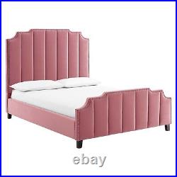 Upholstered Line Style Plush Velvet Bed King & SuperKing Size Uk Fast Delivery