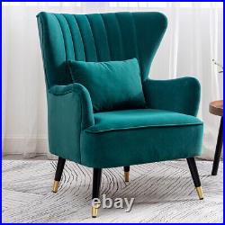 Upholstered Plush Velvet Armchair Single Sofa Oyster Wingback Chair Lounge Seat