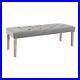 Upholstered Plush Velvet Grey Fabric Bench Button Tufted Seat Dining Bench 132cm