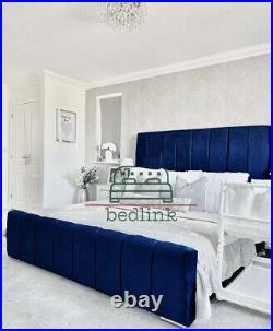 Upholstered Plush Velvet Panel Bed Frame Soft and Luxurious 3ft 4ft 4ft6 5ft