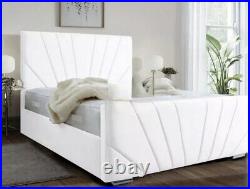 Upholstered Sunrise panel plush velvet bed frame all size Faster Delivery In Uk
