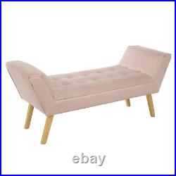 Velvet Padded Bench Blush Pink Upholstered Plush Home Living Furniture Seating