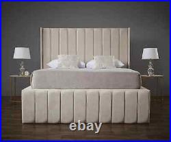 WING back BED FRAME PLUSH VELVET WINGBACK UPHOLSTERED FRAME (ALL SIZES)A+