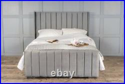 WINGED BED PANEL LUXURY VELVET UPHOLSTERED BED FRAME- 3ft/4'6ft/5ft/6ft -MADE UK