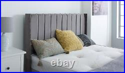 Wing Bed Frame Plush Velvet Wingback Upholstered Frame (all Sizes)
