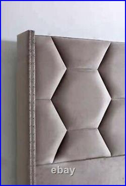 Wing Headboard Floor Standing Studded Hexagon Panel