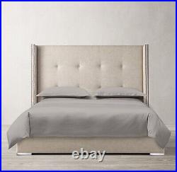 Wing Headboard Studded Upholstered Bed Double King size Superking