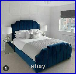 Wingback Panel Bed frame Upholstered Plush Velvet Lined Luxury Bed New Design