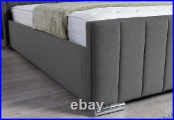 Winged Panel Bed Frame Plush Velvet Upholstered Small Double 4ft6 King Size