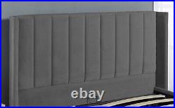 Winged Panel Bed Frame Plush Velvet Upholstered Small Double 4ft6 King Size