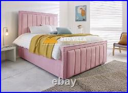 Wood Plush Velvet Upholstered Up Anna Bed Emily Wingback Single Bed Fame